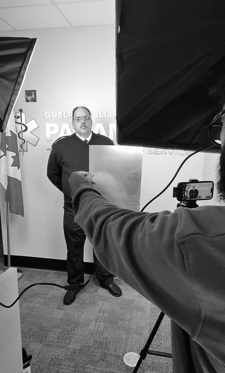 Behind the scenes filming for City of Guelph Paramedic Services