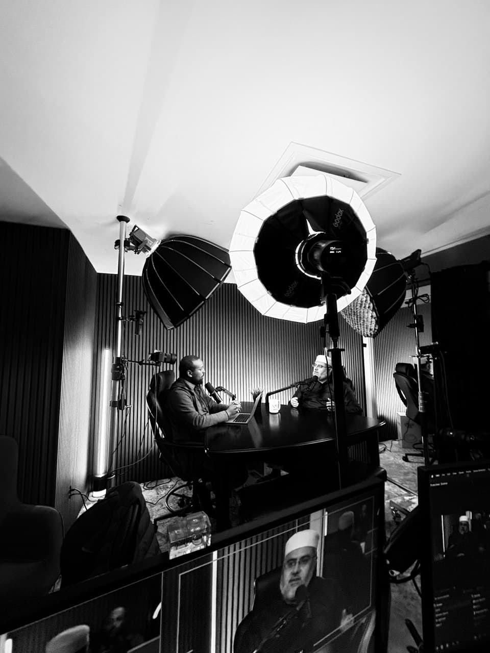Behind the scenes in a multi-camera podcast studio